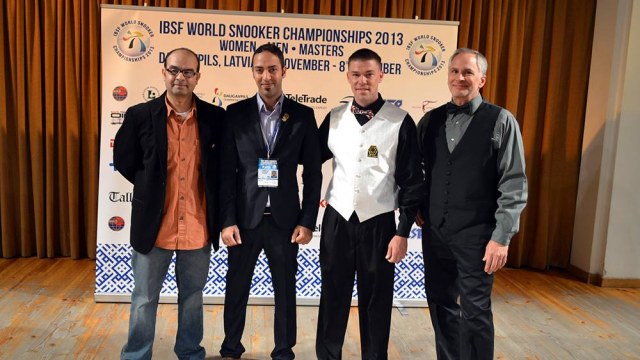The United States players (from left to right) Rezk Atta, Ahmed Aly Elsayed, Corey Deuel and Jeff Szafransky pictured at the Championships' opening ceremony - Photo  SnookerUSA.com