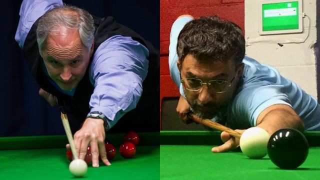 United States representatives in the Masters' Event of the 2016 IBSF World Snooker Championships, Jeff Szafransky (left) and Amitabh Seth