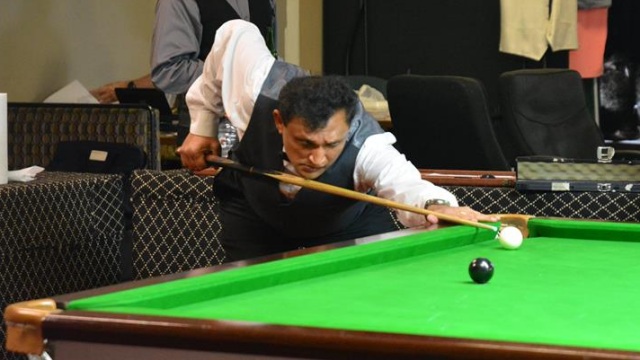 Number two seed Ajeya Prabhakar pictured in Group play during the 2016 United States National Snooker Championship - Photo  SnookerUSA.com