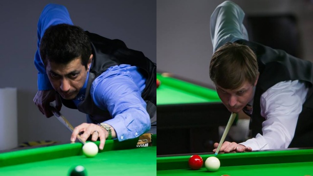 Rizwan Khan (left) and Jonathan Royalty pictured at play during the 2016 United States National Snooker Championship - Photo  SnookerUSA.com