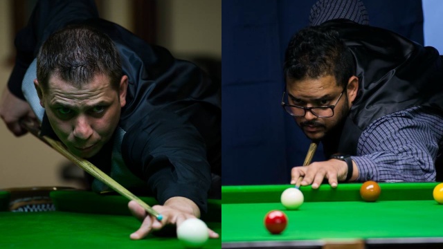 Laszlo Kovacs (left) and Mohammed Ajmal pictured at play during the 2016 United States National Snooker Championship - Photo  SnookerUSA.com