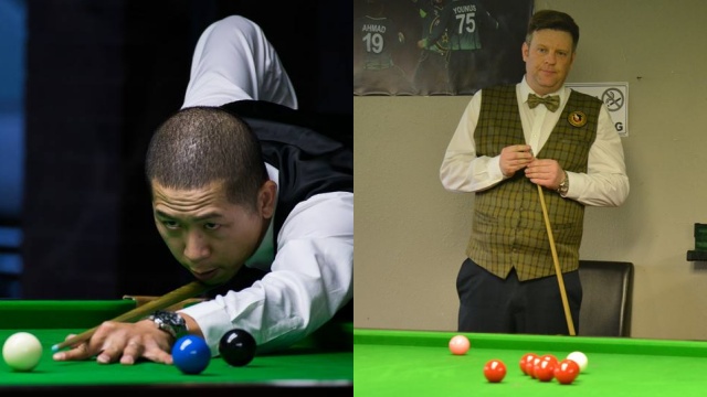 Kevin Wong (left) and Ian O'Mahony pictured at play during the 2016 United States National Snooker Championship - Photo  SnookerUSA.com