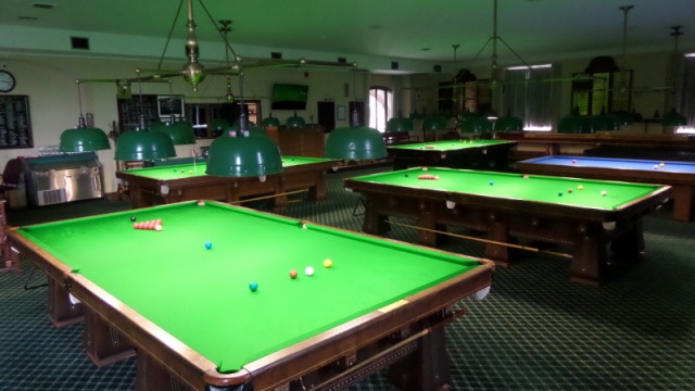 The billiard room of the New York Athletic Club, with the four re-clothed snooker tables all set to host the 2017 United States National Snooker Championship - Photo  SnookerUSA.com