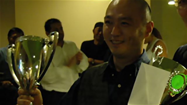 Paul Kimura pictured with the trophies after winning the 2006 United States National Snooker Championship - Photo  SnookerUSA.com