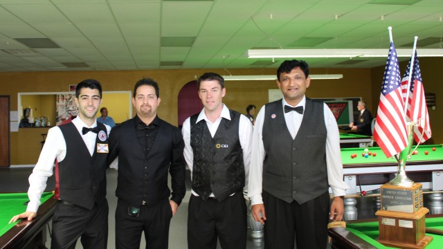 The 2013 United States National Snooker Championship semifinalists, (pictured left to right) Sargon Isaac, Romil Azemat, Corey Deuel and Ajeya Prabhakar - Photo � SnookerUSA.com