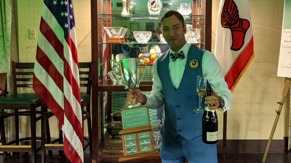 Ahmed Aly Elsayed wins his record sixth United States National Snooker Championship title at the New York Athletic Club last year