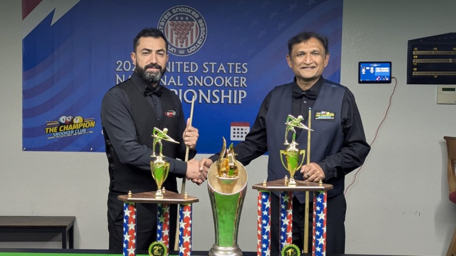The 2025 United States National Snooker Championship finalists, Renat Denkha (pictured left) and Ajeya Prabhakar